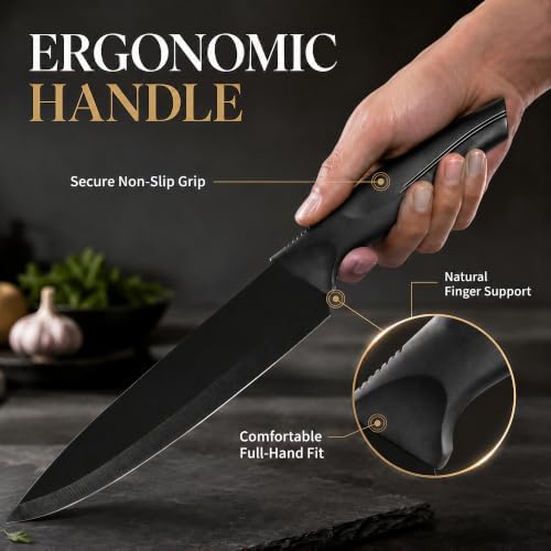 19-Piece Knife Set with Block with Built-in Sharpener, Dishwasher Safe