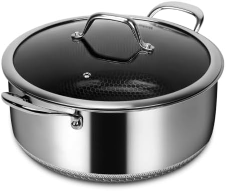 Hybrid Nonstick 7.5 QT Stockpot with Lid, Stainless Steel Stockpot with Honeycomb Texture,Compatible with All Cooktops,Dishwasher and Oven Safe