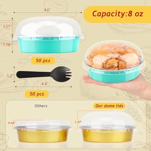 LNYZQUS 8oz Mini Pie Tins with Lids 50 Pack, 4 Inch Individual Cake Pans