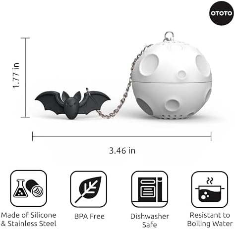 Cute Tea Strainers - Loose Leaf Tea Steeper, Tea Infuser for Loose Leaf Tea, Tea Diffusers, Tea Accessories, Mushroom Gifts, Cute Kitchen Accessories, White Elephant Gifts, (Moonlit, Spooky, Gothic)