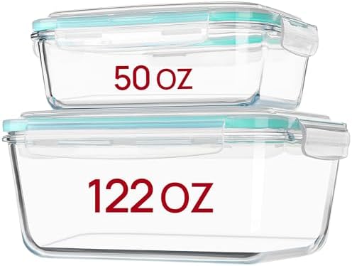 Vtopmart Large Glass Food Storage Containers with Lids, 122oz+50oz, 2 Pack
