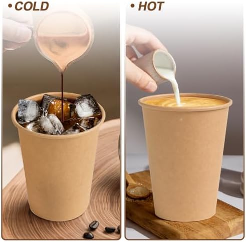 BYSNOW 300 Pack 12 oz Kraft Paper Cups, Disposable Coffee Hot Water Cups