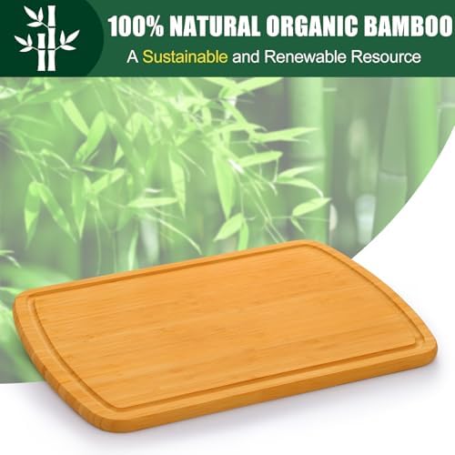 Homaxy Extra Large Bamboo Cutting Boards for Kitchen, 18x12.5"