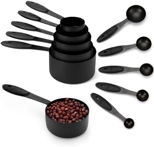 JOYHILL Measuring Cups and Spoons Set 304 Stainless Steel 10-Piece Black