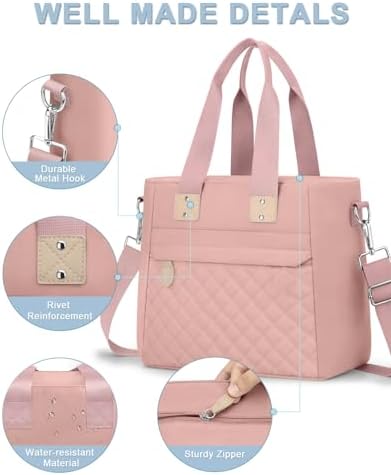 Capolo Lunch Bag for Women,Large Insulated Lunchbox Tote Reusable,L-Pink