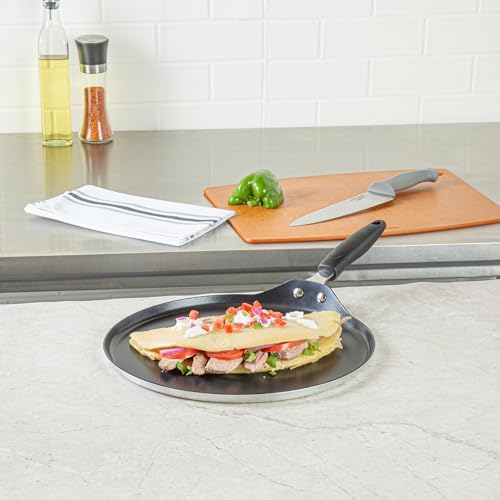 Restaurantware Nonstick Griddle 1 Count 12 x 12 Inch Aluminum Nonstick Frying Griddle With Bakelite Handle - Square Frying Pan With Even Heating - Black Cooking Surface For Home Kitchens