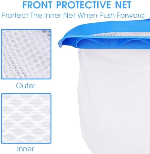 TidyMister Pool Skimmer Net with Front Double Layer Net, Ultra Fine Mesh Diamond Netting Pool Leaf Rake for Above Ground Pools & In-ground Pools, Fit with 1-1/4'' Standard Pole