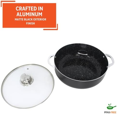 IMUSA 4.4 Qt Bistro Cera Aluminum Speckled Black Ceramic Caldero Oven Safe, 4.4 Quarts (Pack of 2)