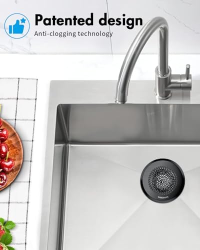 Kitchen Sink Drain Strainer,Patented Reversible Chain Mesh Basket,Black
