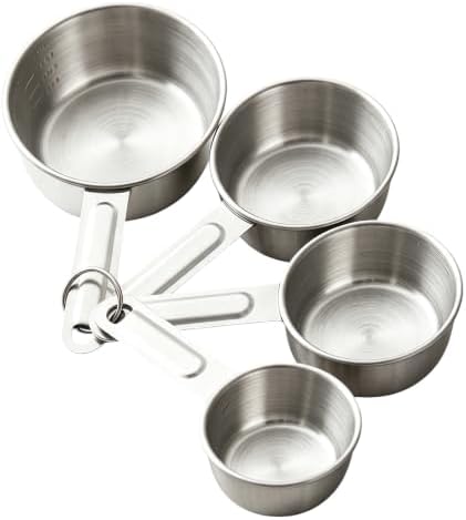 4PCS Stainless Steel Measuring Cups, Stackable Measuring Cup Set