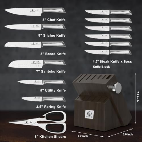 imarku 14-Piece High-Carbon Stainless Steel Knife Set with Block