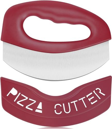 Urbanstrive Heavy Duty Stainless Steel Pizza Cutter with Cover, Super Sharp Blade Pizza Knife Pizza Cutter Rocker, Perfect Kitchen Gadgets for Pizza Cutting Home Essentials (Red)