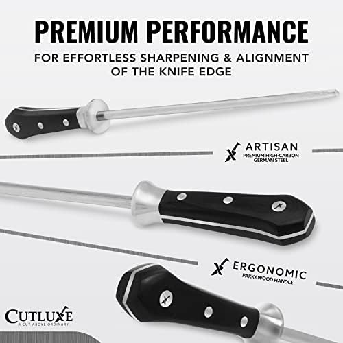 Cutluxe Honing Rod, 10" Knife Sharpener Steel – Honing Steel for Knives