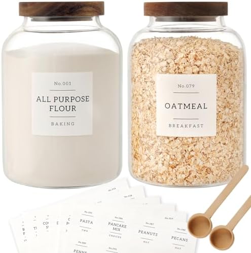 CZSZYGHBAO 2 PCS Large Glass Jar with Airtight Lid, Glass Food Storage Jars for Tea,Spice,Cereal, Egg,Flour,Coffee and More(70 FL OZ/2000 ml)