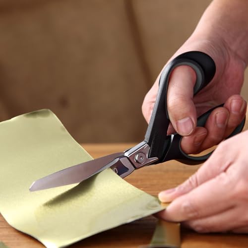 LIVINGO 9" Heavy Duty all Purpose Stainless Steel Scissors, (Grey/Black)