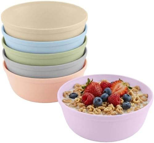 MASTERCOOK Plastic Bowls Set of 6 – 15oz Multipurpose Deep Plates Salad and Pasta Bowls Ideal for Home, Kids, Parties – Stackable Bowl for Kitchen – Non-BPA and Food Grade – Pastel Colors