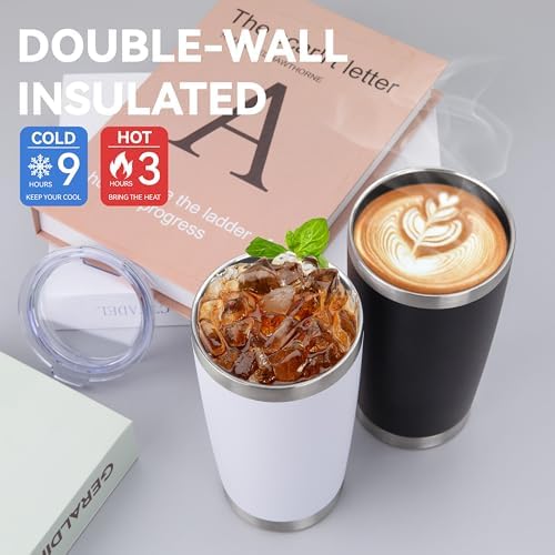 HASLE OUTFITTERS 20oz Stainless Steel Tumblers Bulk, Insulated Travel Cup with Lid, Double Wall Vacuum Coffee Mug for Cold & Hot Drinks 4 Pack, Light Pink