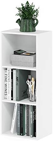 Furinno LUDER Book Shelf, 3-Cube Bookshelf, Bookcase with Open Shelves, 9.3 x 12 x 31.5, Easy Assembly, for Living Room, Bedroom, Home Office, White