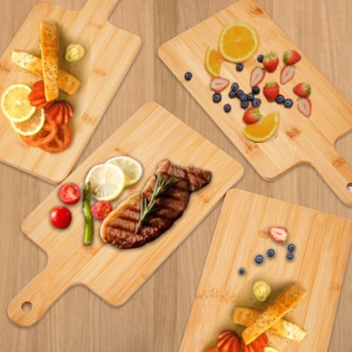 10pcs Wood Cutting Boards Bulk for Kitchen, 15x7 inch Personalized Bamboo Charcuterie Boards Customized Laser Engraving Serving Chopping Board for Pizza, Cheese, Dessert, Fruit, Vegetables