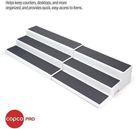Copco 3 Tier Expandable Cabinet Organizer - Spice Rack Shelf for Pantry, Kitchen, Bathroom, Closet Storage - Adjustable Tiered Spice Organizer with Non-Slip Liner