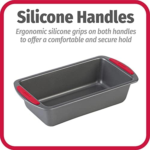 GoodCook MegaGrip 9" x 5" Nonstick Steel Bread Loaf Pan with Silicone Grip Handles, Gray