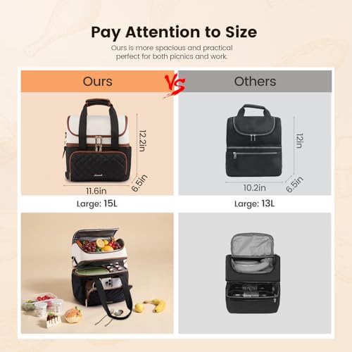 LOVEVOOK Insulated Lunch Box for Women,Large Double Deck Adult Lunch Bag