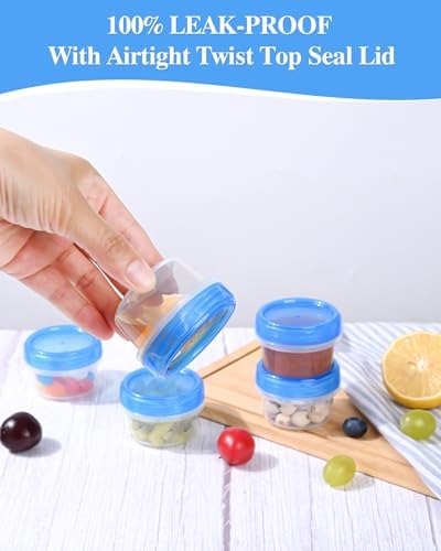 Salad Dressing Containers, [8 Pack*2 oz] Reusable Easy to Open Dressing, Condiment, Sauce, Dip Containers to Go With Leak-Proof Twist Top Lids, Bpa Free, Safe For Microwave, Freezer, Dishwasher