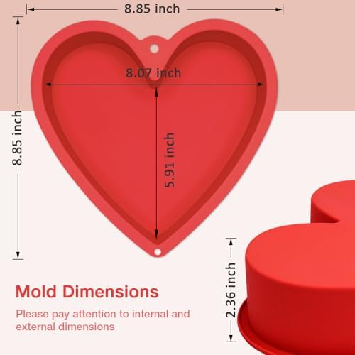 Alimat PluS 8 Inch Heart Shaped Cake Pans Set of 2 with Hanging Hole(Red)