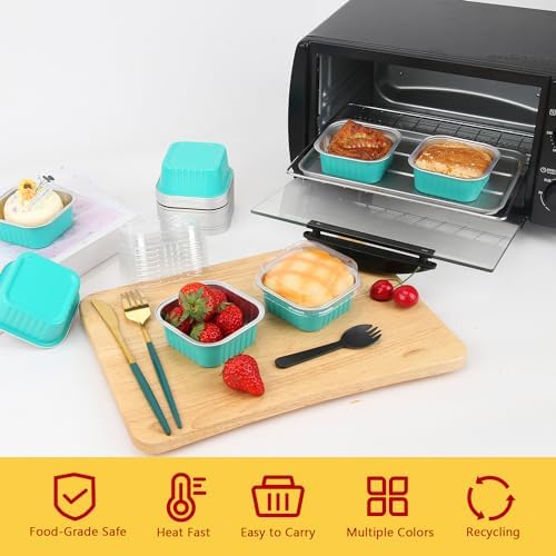 LNYZQUS 5oz Mini Cake Tins with Lids and Spoons, Disposable Brownie Pans