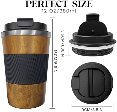 Insulated Travel Coffee Mug, Stainless Steel Coffee Cup with Leakproof Lid