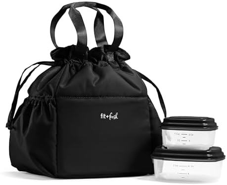Fit & Fresh Cromwell Cinch Insulated Lunch Bag for Women w/Containers