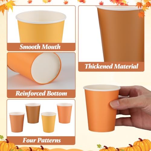 NatNarr 100 Pack Gradient Orange Paper Cups, 9oz Disposable Fall Cup