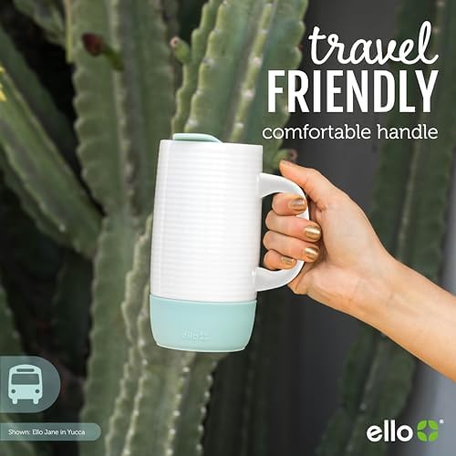 Ello Jane 18oz Ceramic Travel Mug with Handle with Coaster, Mauvewood