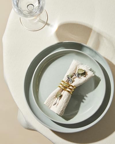 Pokini Stoneware Dinnerware Sets for 8, 24pcs Plates and Bowls Sets Dishes