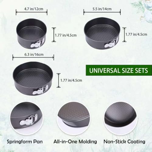 Springform Pan, Nonstick Cake Pan, Round cheesecake pan with leak-proof non-stick bottom removable bakeware.Cheesecakes, Pizzas and Quiches. (4+5+6 Inches)