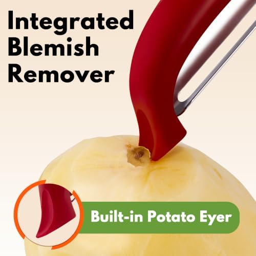 Rainspire Vegetable Peeler Potato Peelers for Kitchen, Sharp Stainless Steel Blades Veggie, Comfortable Handle Fruit Peeler, Carrot Peeler Apple Peeler Dishwasher Safe, Red, 2-Pack