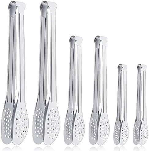 6 Pack Serving Tongs for Buffet Stainless Steel Serving Utensils 7,9,12Inch
