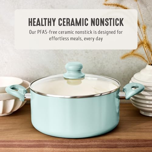 GreenLife 5QT Ceramic Nonstick Stockpot with Lid, Turquoise