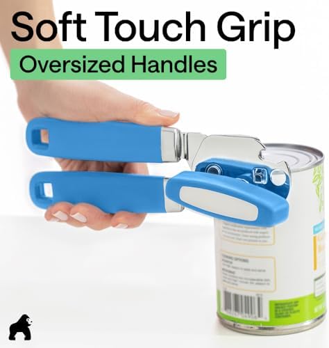 GORILLA GRIP Upgraded Model Stainless Steel Manual Can Opener, Aqua