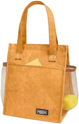 Fmeida Insulated Lunch Bag Women Men, 6.75L Small Lunch Bags with Multiple Pockets, Reusable Thermal Cooler Tote for Work, Office, Picnic, Travel | Hook and Loop Closure, Paper