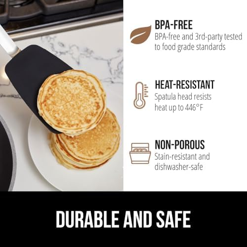 GORILLA GRIP Patented Nonstick Spatula for Frying Pan, 2PK, 11.6 inch Black
