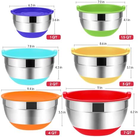 Rottay 20PCS Stainless Steel Mixing Bowls with Airtight Lids Set