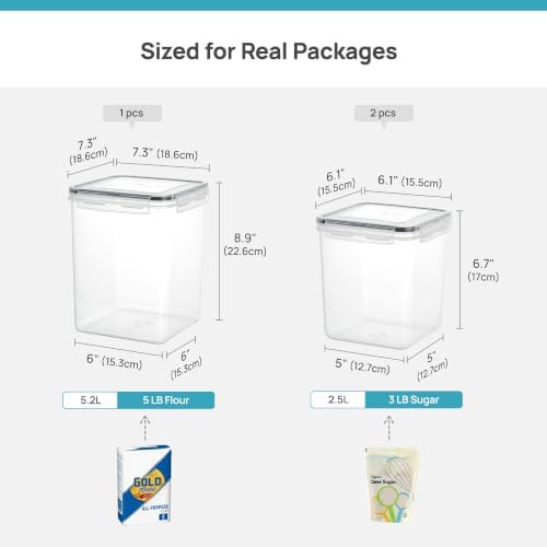 Vtopmart 3 PCS Flour and Sugar Storage Container Sets for Beginner Bakers