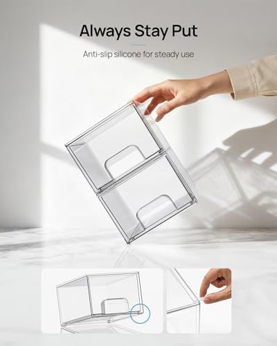 Vtopmart 6 Pack Small Clear Stackable Storage Drawers for Desk, Countertop