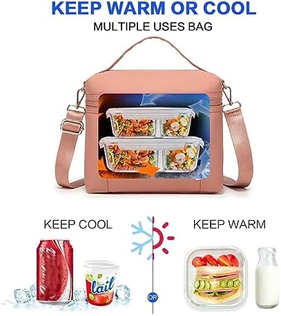 NOL 8L Insulated Lunch Bag for Women, Dark Pink, Medium(normal))