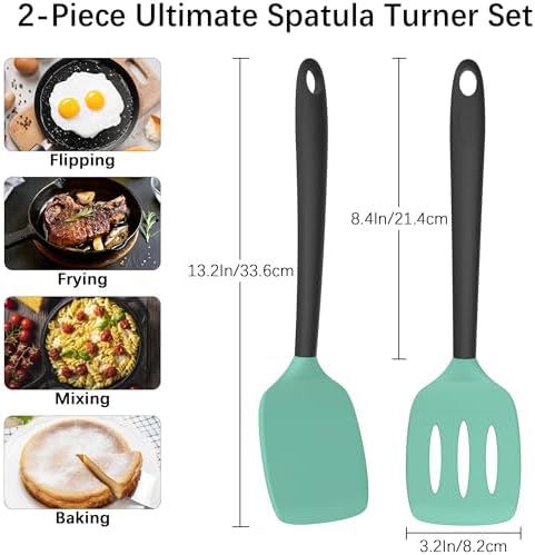 Coukre 2 Pack Silicone Spatula Set,High Heat Resistant, BPA-Free