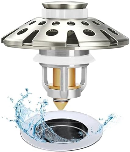 AzWzz Bathroom Sink Drain Strainer, 3 in 1 Pop Up Bathroom Sink Stopper