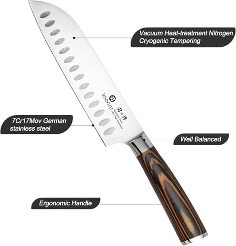 Imarku Santoku Knife 7 Inch Japanese Style Sharp Edge Design Kitchen Knife