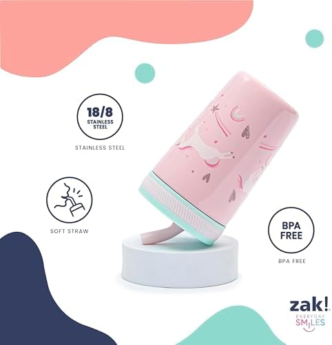 Zak Designs Zaksaurus Kelso 12oz Stainless Steel Leak-Proof Toddler Cup