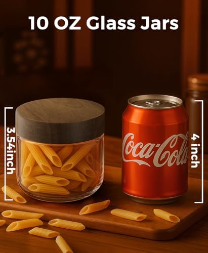 10oz 8 Pack Glass Mason Jars Overnight Oats Containers with Acacia Wood Lid